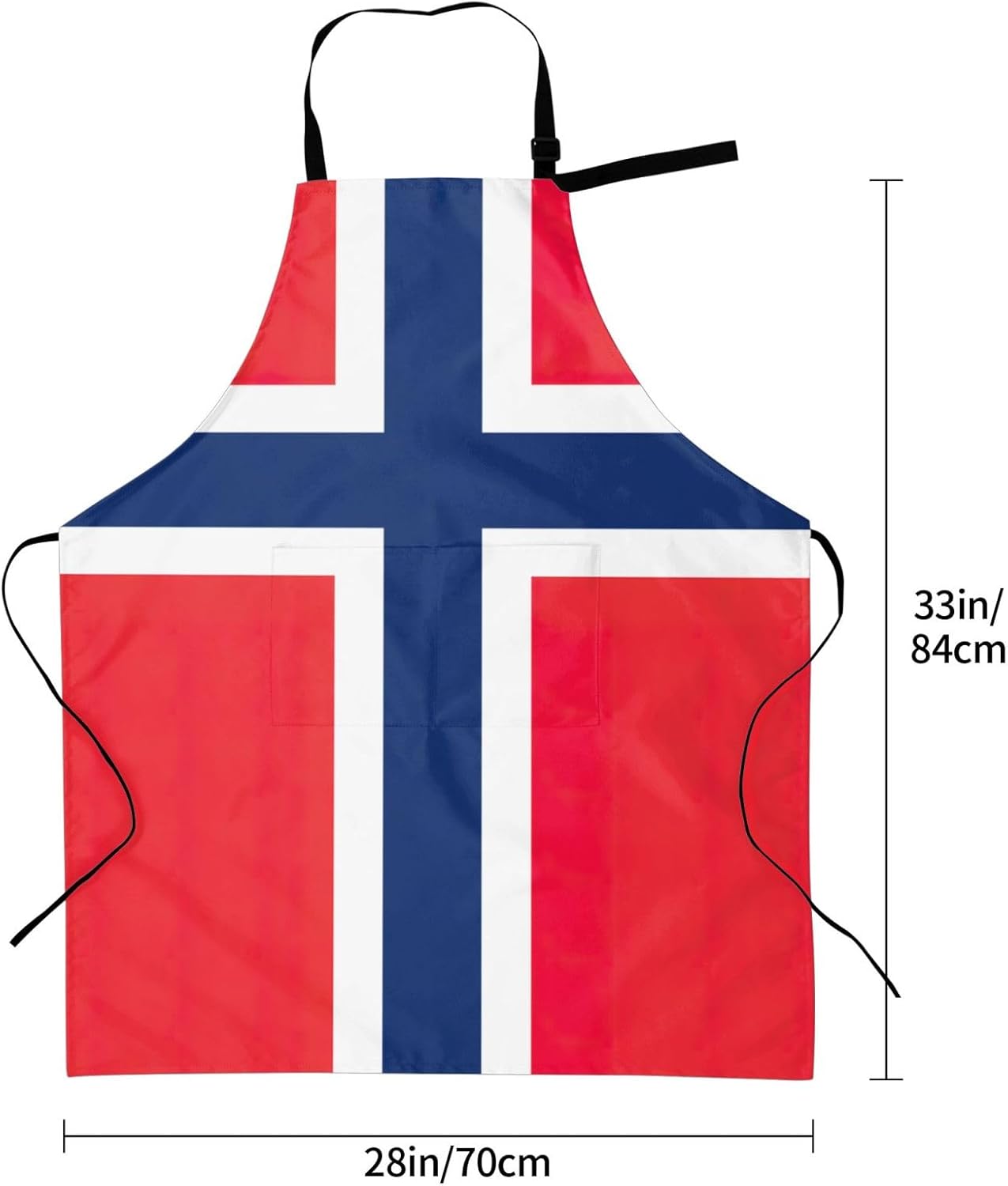 Norwegian flag print Waterproof apron with pocket adjustable cooking a