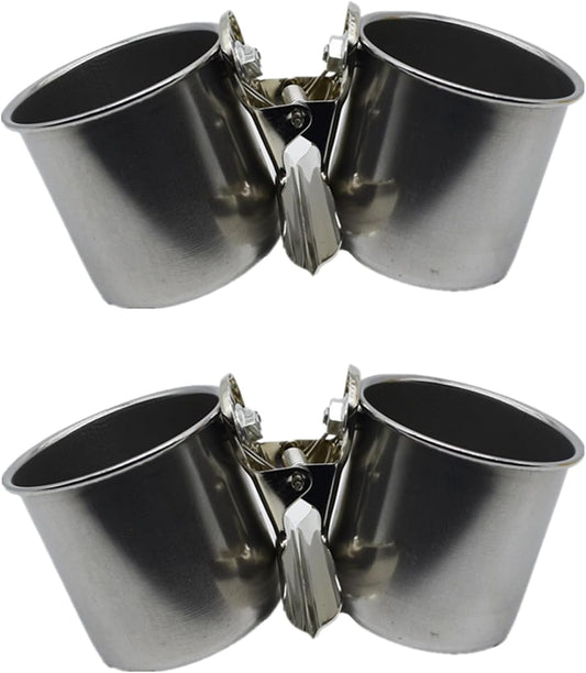 2pcs Steel Bird Feeder Steel Cup Food Bowl Container Parrot Parakeets Cage Hanging Bowl Water Food Dish Bird Supplies Bird Feeder for Cages Portable with Hook