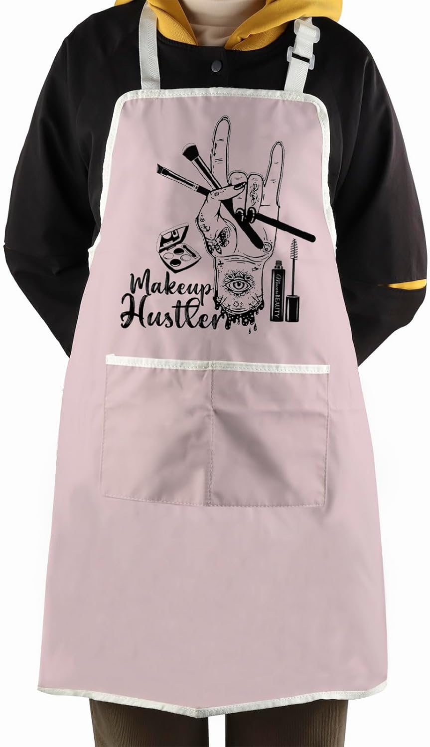 WCGXKO Makeup Hustle Kitchen Apron Esthetician Gift Funny Beautician Gift Beauty Salon Merch