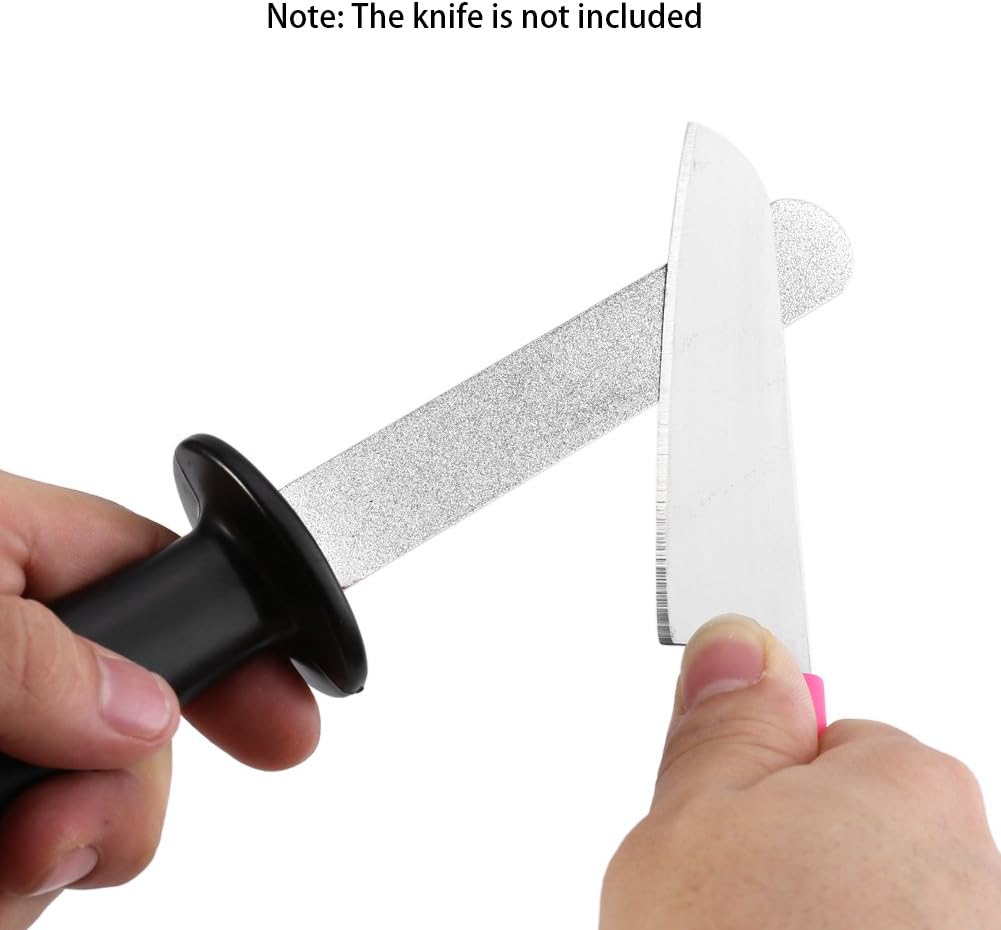Sharpening Stone File, Garden Tool Sharpener with Plastic Handle Double Sided Knife Sharpener for Garden Outdoor Camping Kitchen