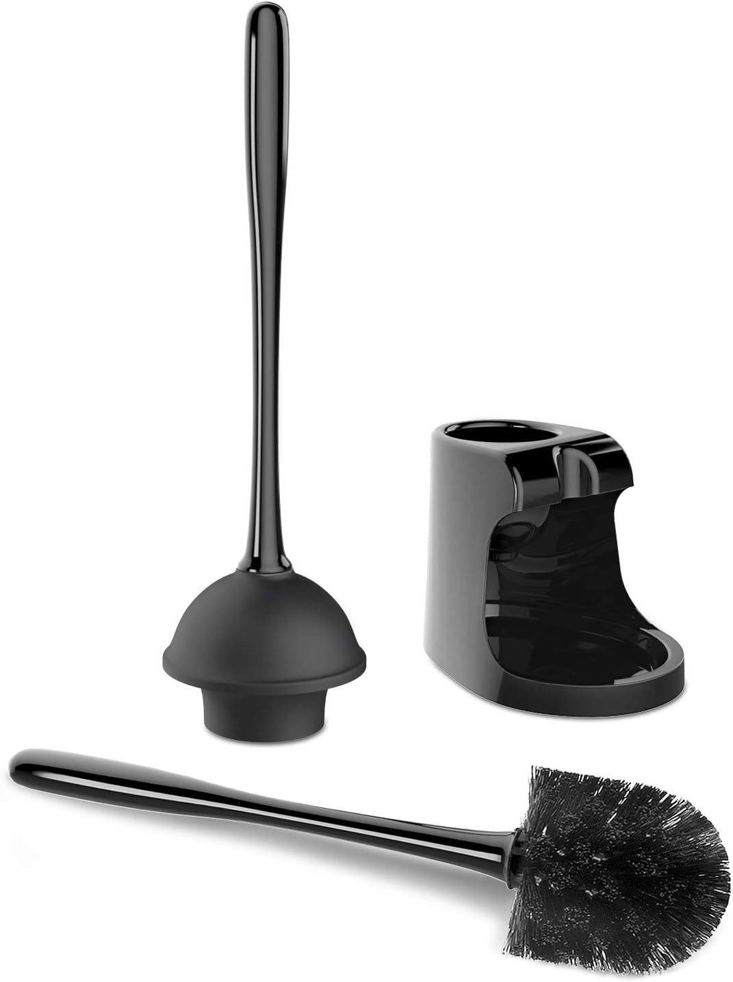 MR.SIGA Toilet Plunger and Bowl Brush Combo for Bathroom Cleaning, Bla
