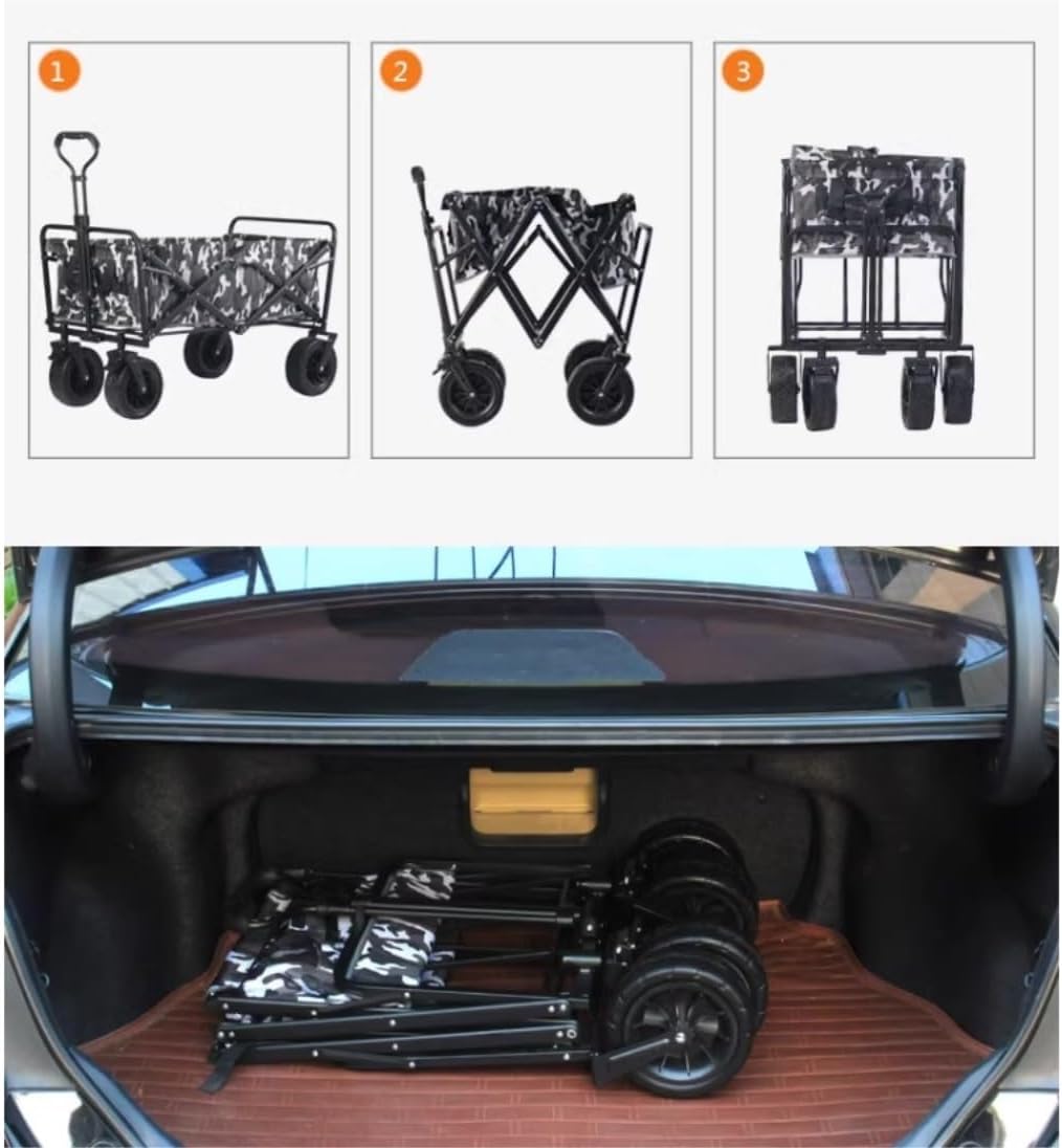Portable Camping Cart,Heavy Duty Folding Camping Beach Trolley Cart wi