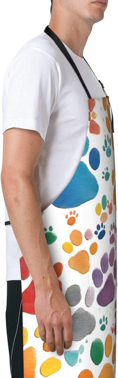 Paw Prints Art 1 print Waterproof chef's apron with pocket apron for k