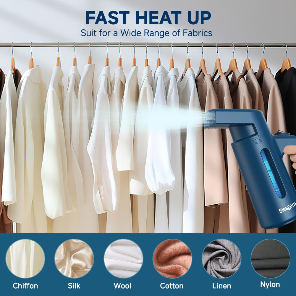 Steamer for Clothes 700W, Double Row Steam Clothes Steamer, 180ML Large Capacity Water Tank, 40S Fast Heat-up Garment steamer for Home and Office(GY168)