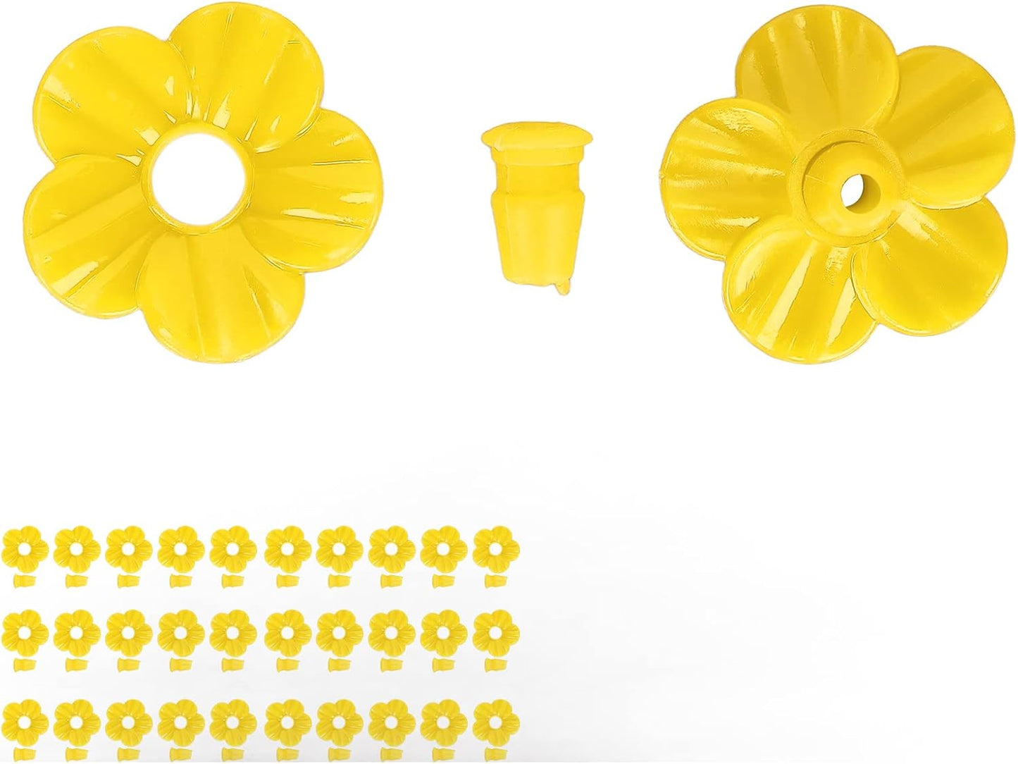 Hummingbird Feeder Flowers, 30Pcs Bird Feeder Replacement Parts with Bright Colors Outside Garden Decoration (Plastic)(Yellow)