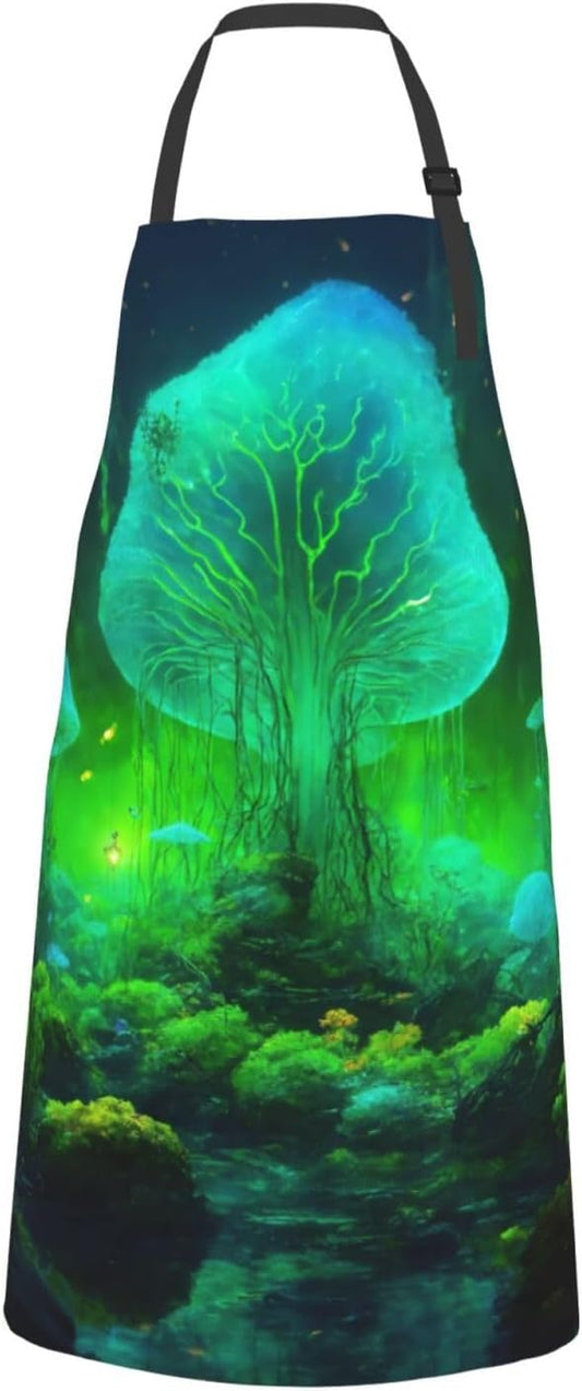 Magic Mushroom Print Laundry apron 28x33 In Waterproof Kitchen Apron w