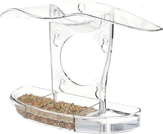 Window Bird Feeder - Pet Feeding Stations With Suction Cups, Clear Window Bird Feeder, Durable Transparent Material, Macaws Parrots Sparrows Use, Parakeets Budgies Conures Cockatiels Feeding Accessory