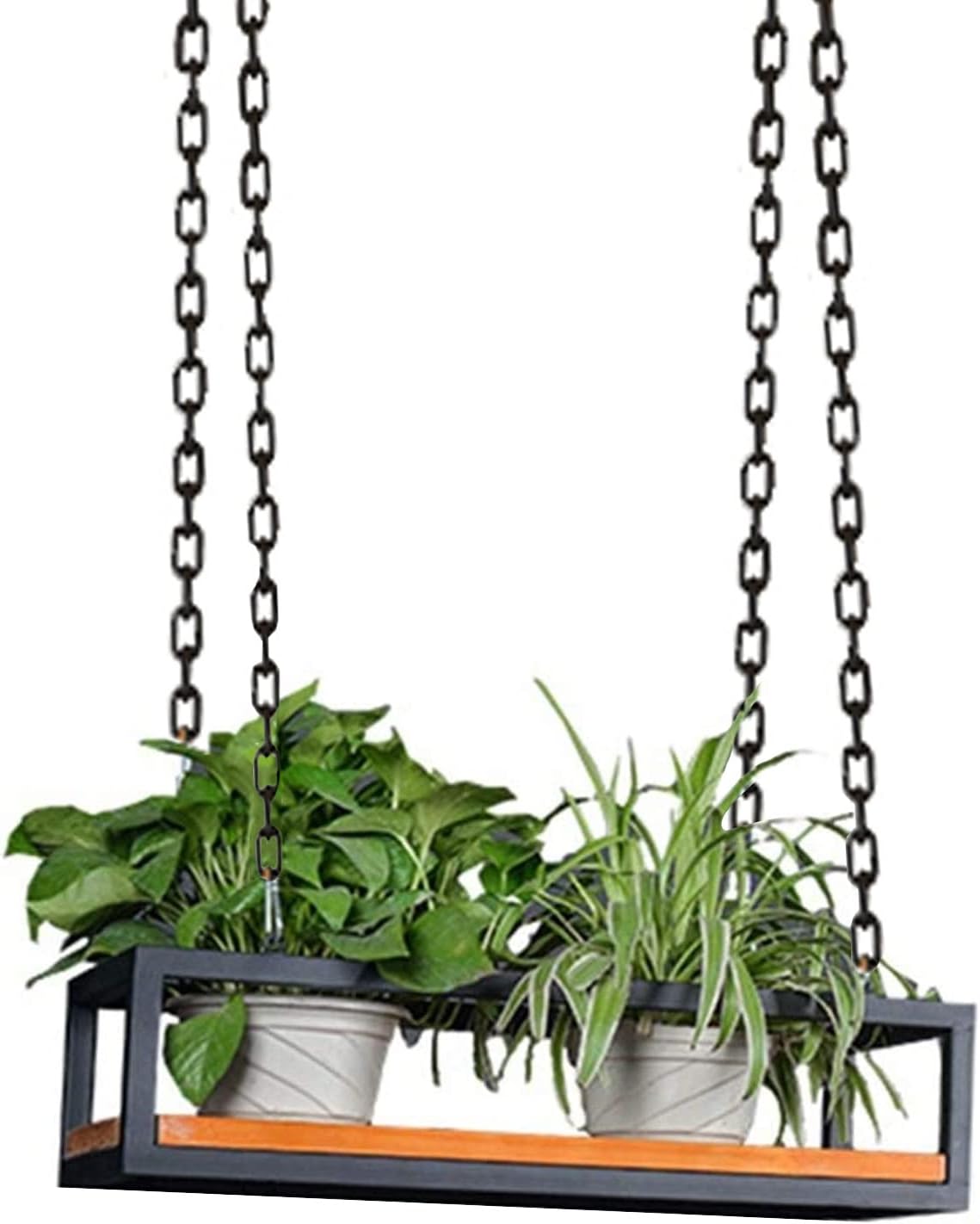 Creative Ceiling Shelf Plant Stand - Floating Flower Pot Rack, Wood & Metal Railing Shelf for Bar Decor, Indoor/Outdoor Display, 60x25x15cm, Perfect for Home & Garden