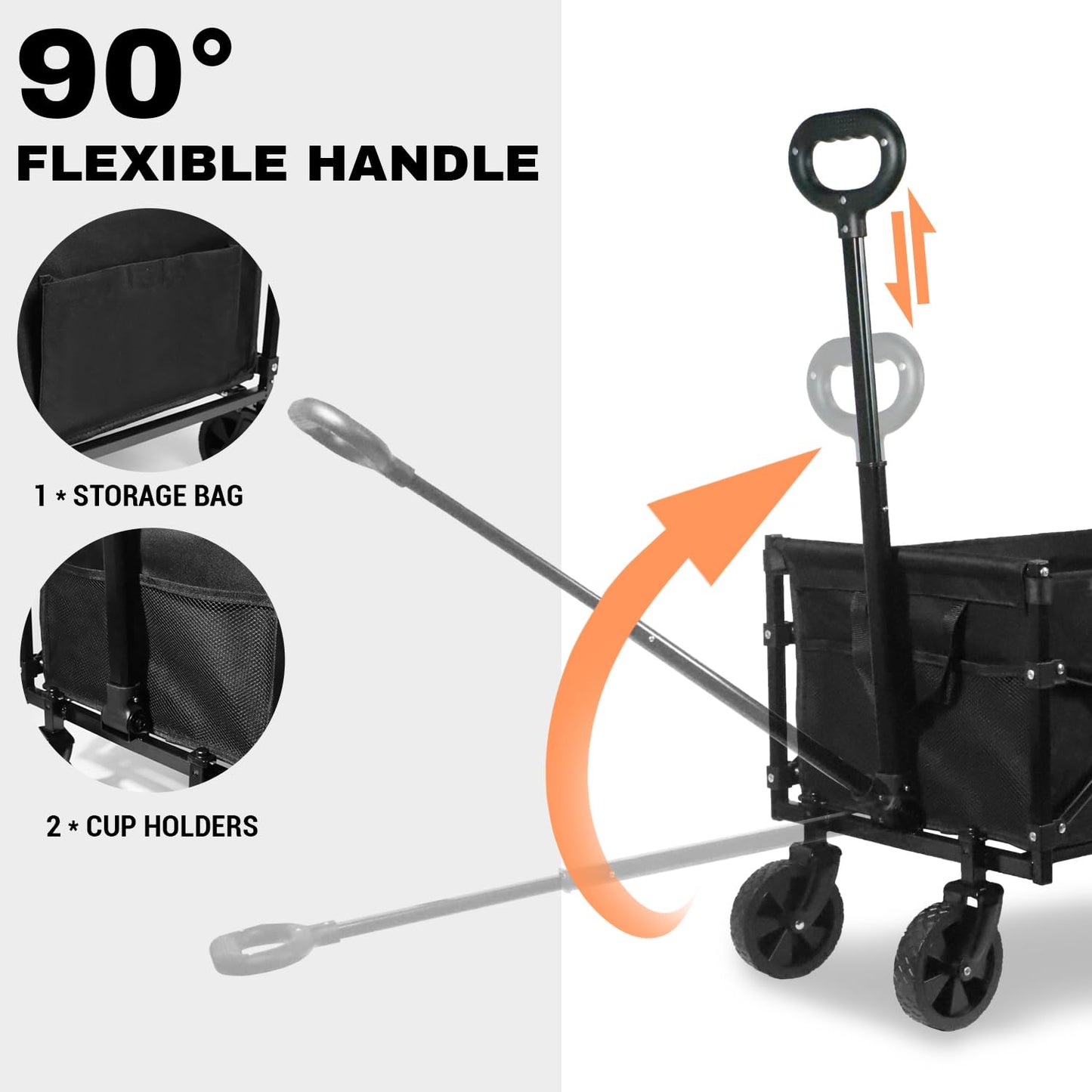 Collapsible Wagon 352LBS Capacity, Foldable Large Wagons Carts, Heavy 