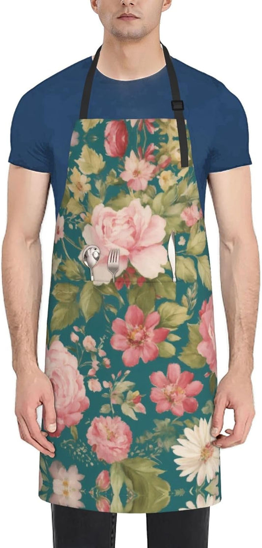 Blossom Flower print Waterproof chef's apron with pocket apron for kit