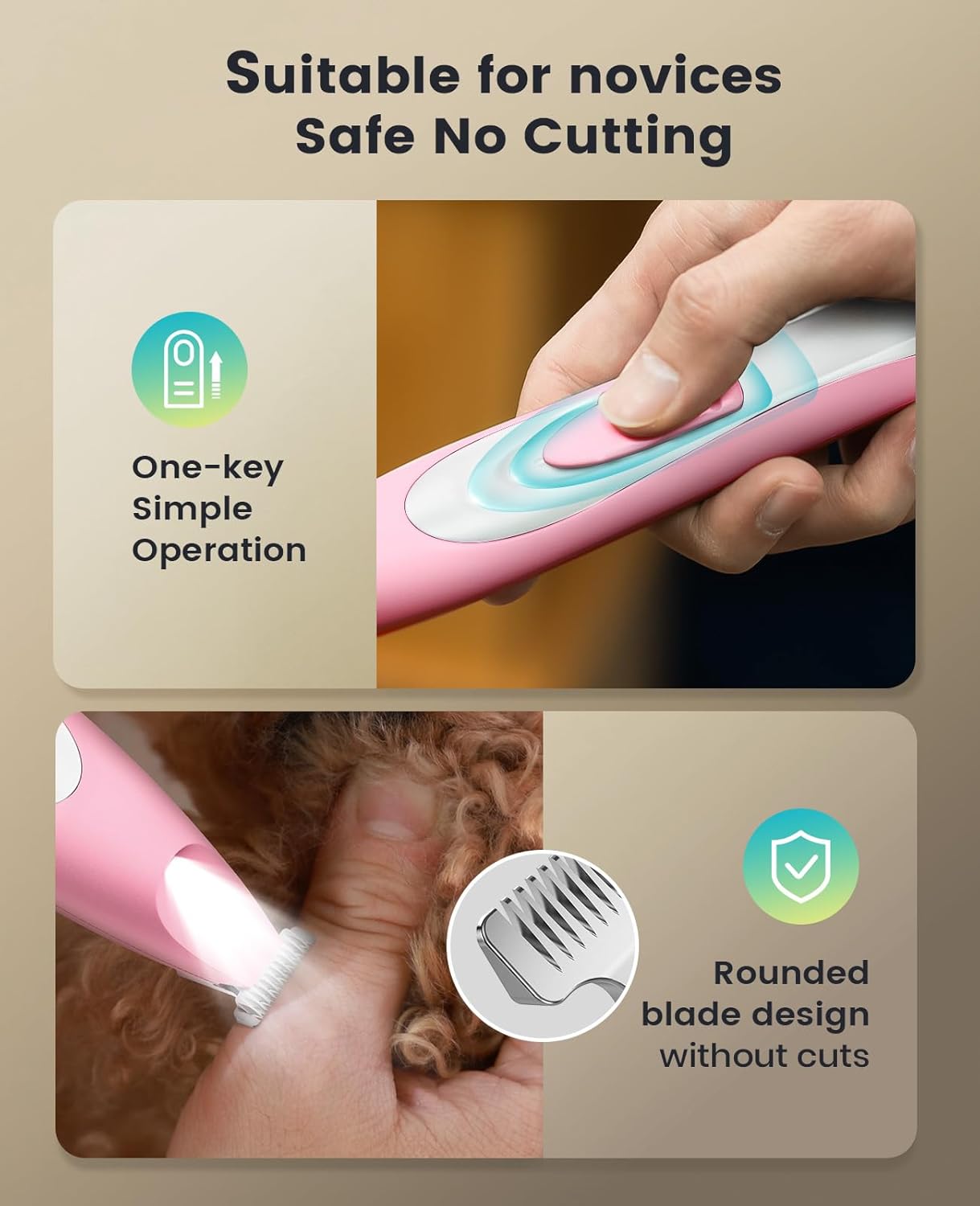 oneisall Low Noise Dog Paw Trimmer with LED Light, Paw Trimmer for Dog