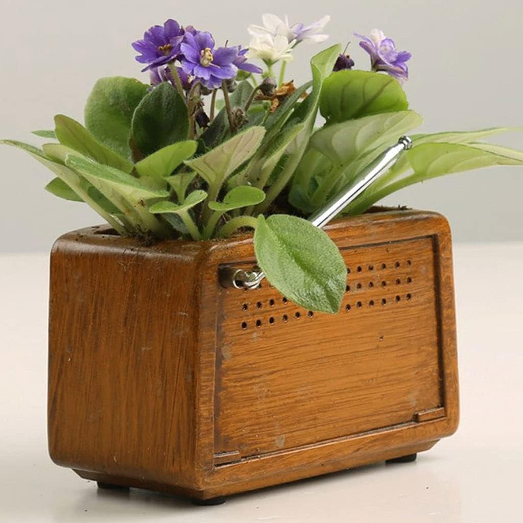 Flower Plant Pot Creative Radio-Shaped Resin Flower Pot with Drainage 