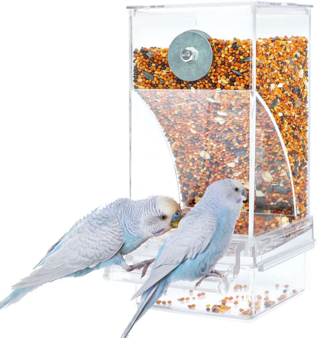 Bird Parrot Feeders, No Mess Automatic Cage Feeder Dispenser Food Cont