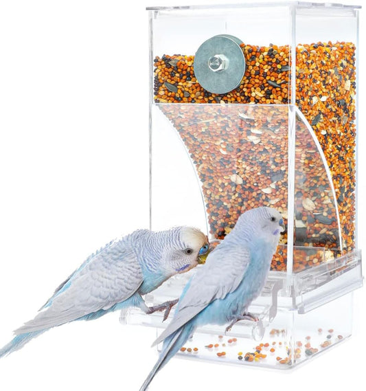 Bird Parrot Feeders, No Mess Automatic Cage Feeder Dispenser Food Cont