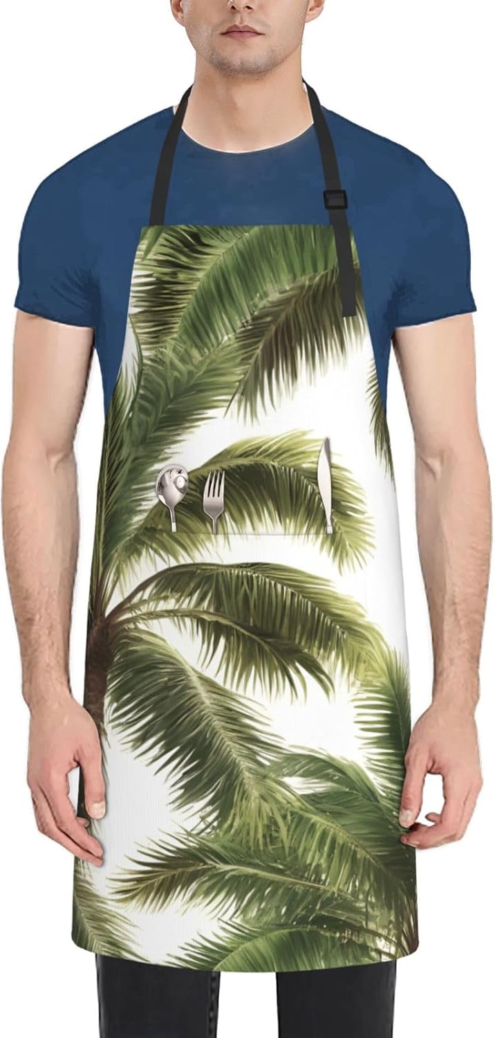 YANYU Palm Tree Print 28x33 In Kitchen Apron Stylish Chef Apron with P