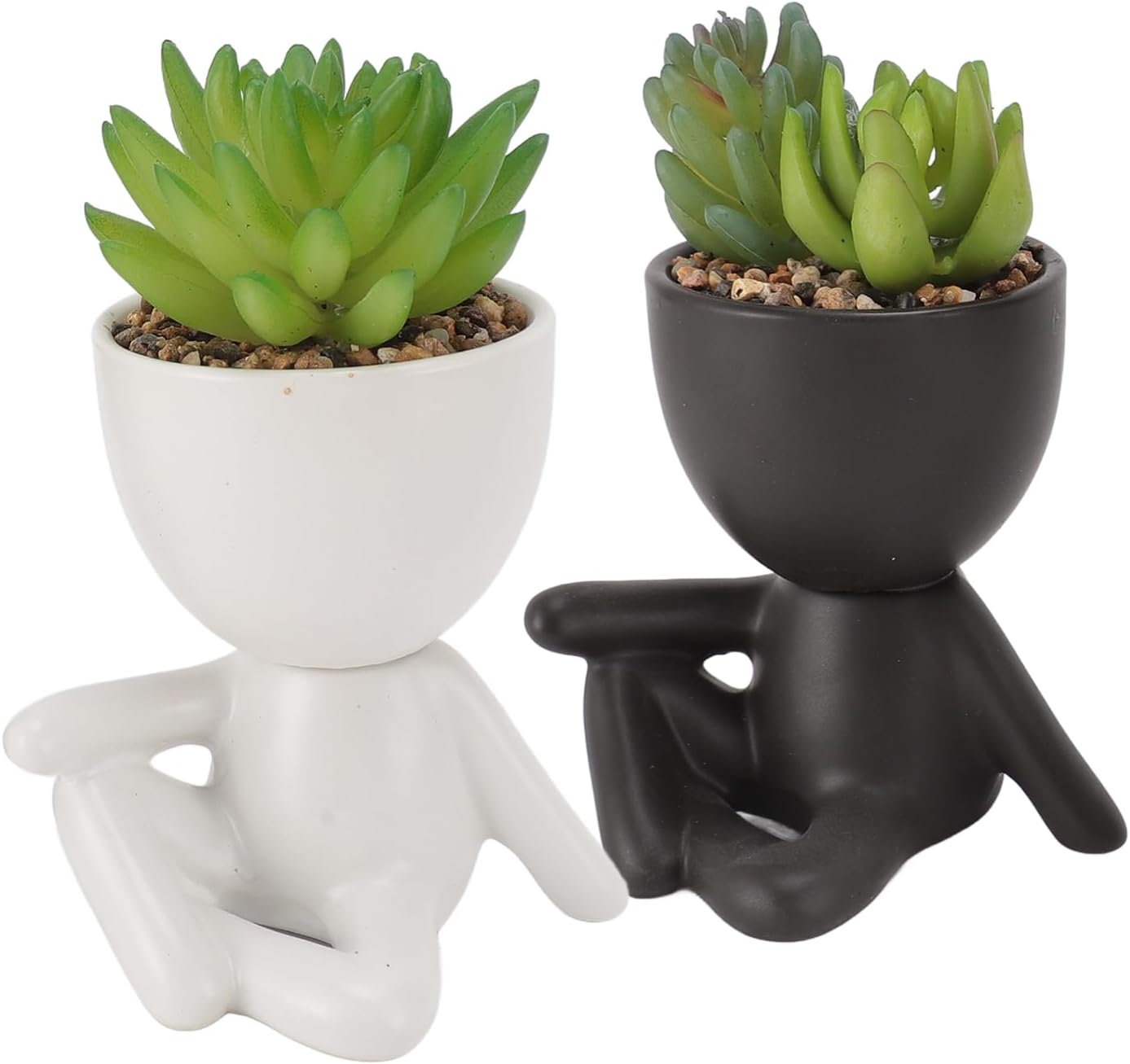 ZJchao Planter, Air Plants Office Plants Artificial Flower Pot Human Shaped Mini Fake Flower Pot Cute Desk Decor for Office, Home, Bathroom and Shelf