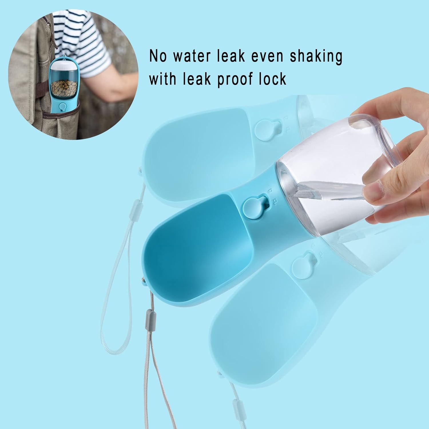 Dog Water Bottle with Food Container, Travel Puppy Water Bowl, Portabl