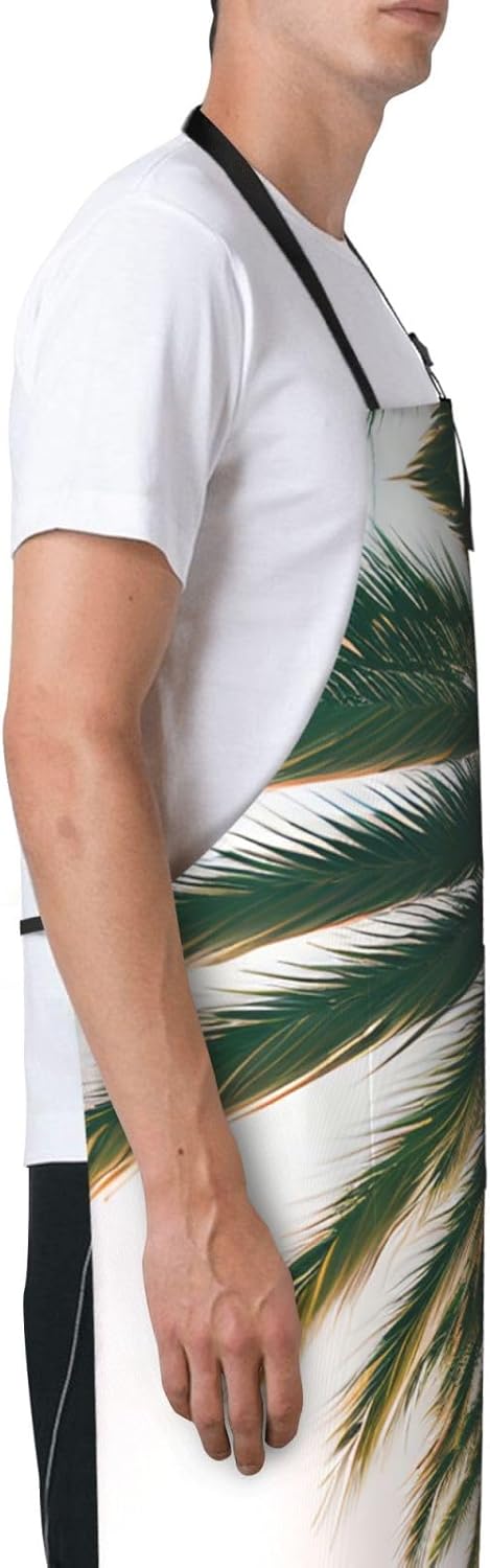 Los Angeles Palm Trees print Waterproof chef's apron with pocket apron for kitchen cooking baking barbecue and gardening