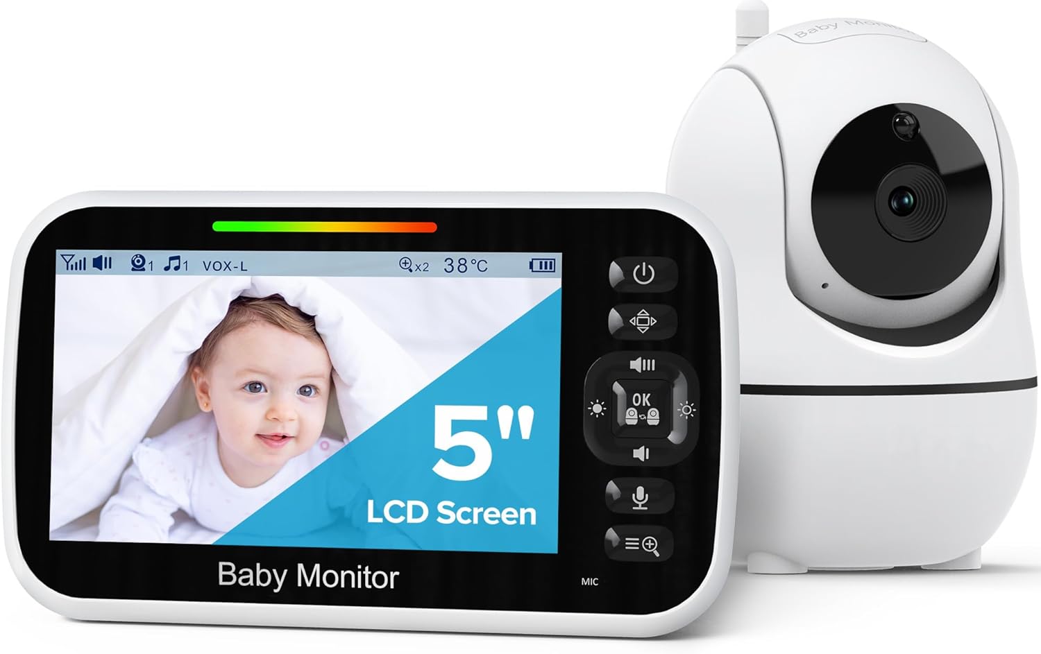 GoodBaby Baby Monitor with Camera and Audio - No WiFi, Remote Pan-Tilt