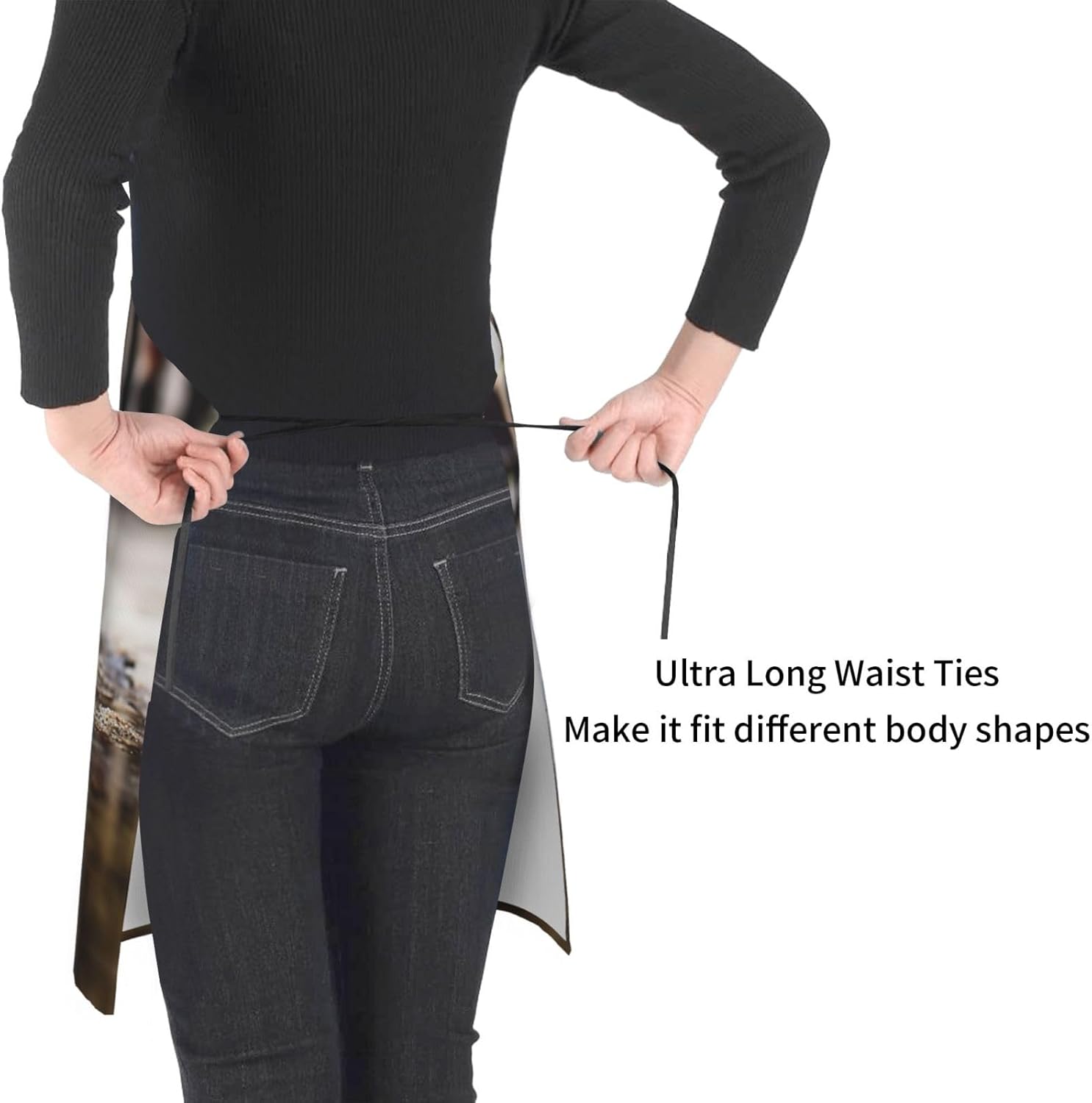 Black Marble print Waterproof apron with pocket adjustable cooking apr