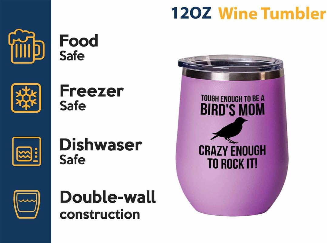 Birding Pink Edition Wine Tumbler 12oz - Tough enough to be - Bird Feeder Backyard Birdwatcher Gifts Birding Bird Lover