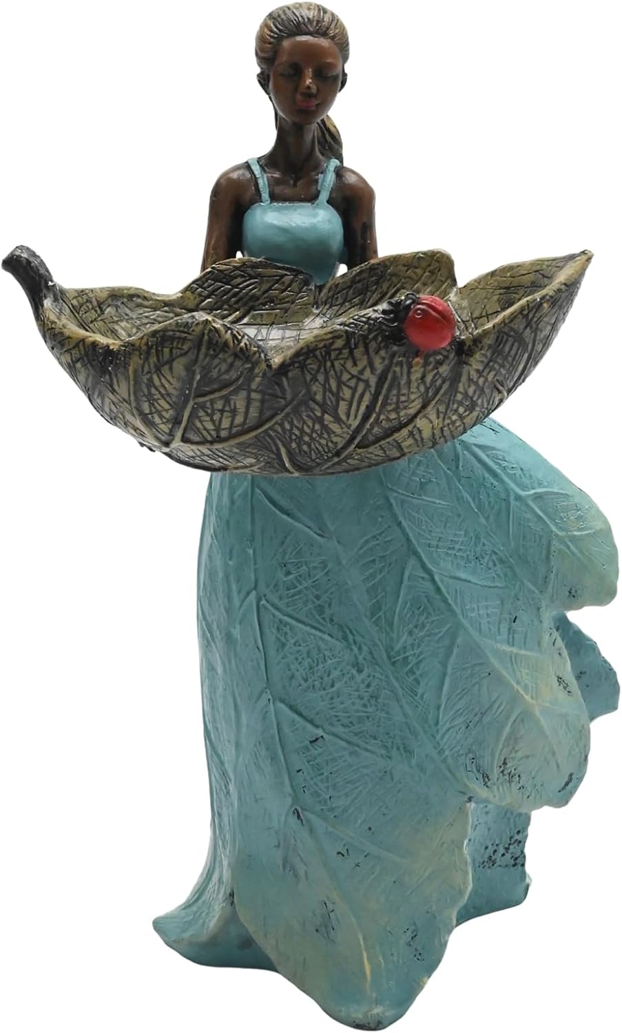 10 Inch Fairy Garden Statue Bird Feeder, Unique Resin Bird Feeder, Decorative Outdoor Bird Feeder for Garden, Lawn, and Home Décor Gift for Women