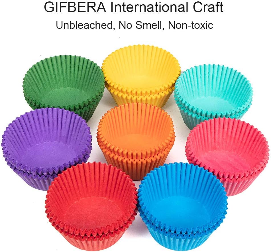 Gifbera Bright Rainbow Standard Cupcake Liners Solid Colorful Paper Ba