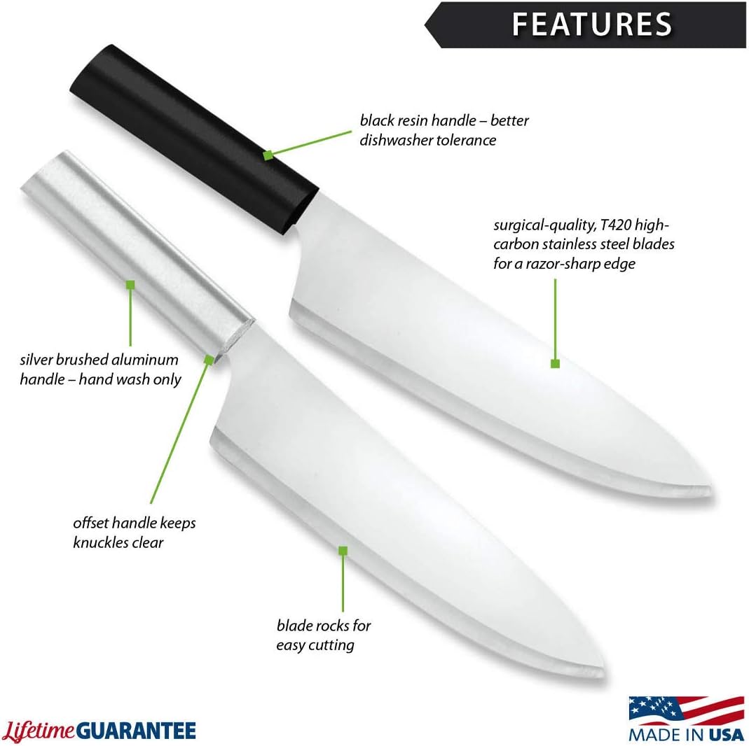 Rada Cutlery French Chef Knife (W231), 8.5" Stainless Steel Blade, Bla