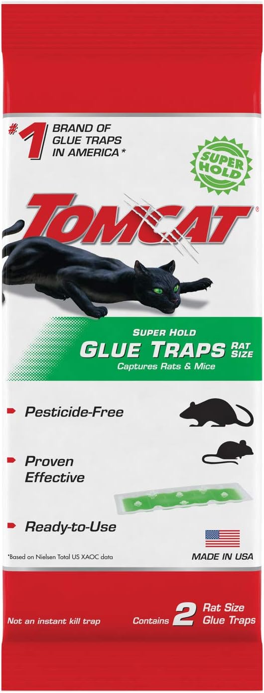 Tomcat 슈퍼 홀드 접착제 트랩 쥐, 생쥐, 뱀, 바퀴벌레, 거미 및 전갈용, 바로 사용 가능, 트랩 2개