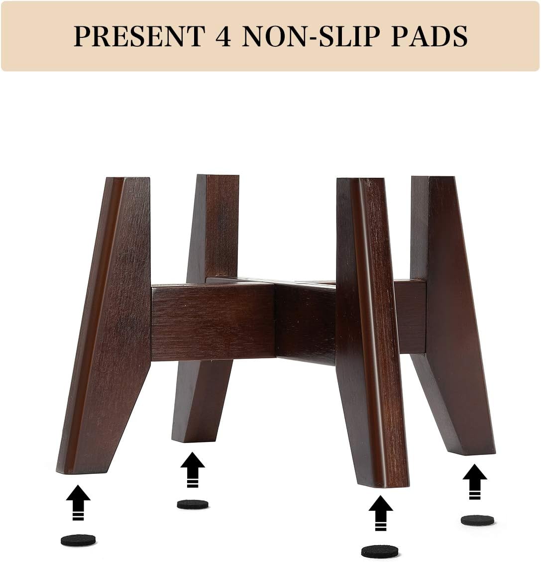Seanmi Plant Stands for Indoor Plants, Bamboo Plant Stand, Mid Century Plant Holder, Adjustable Width, Fits 8 9 10 11 12 inches Pots - Dark Brown (Planter Stand Only)