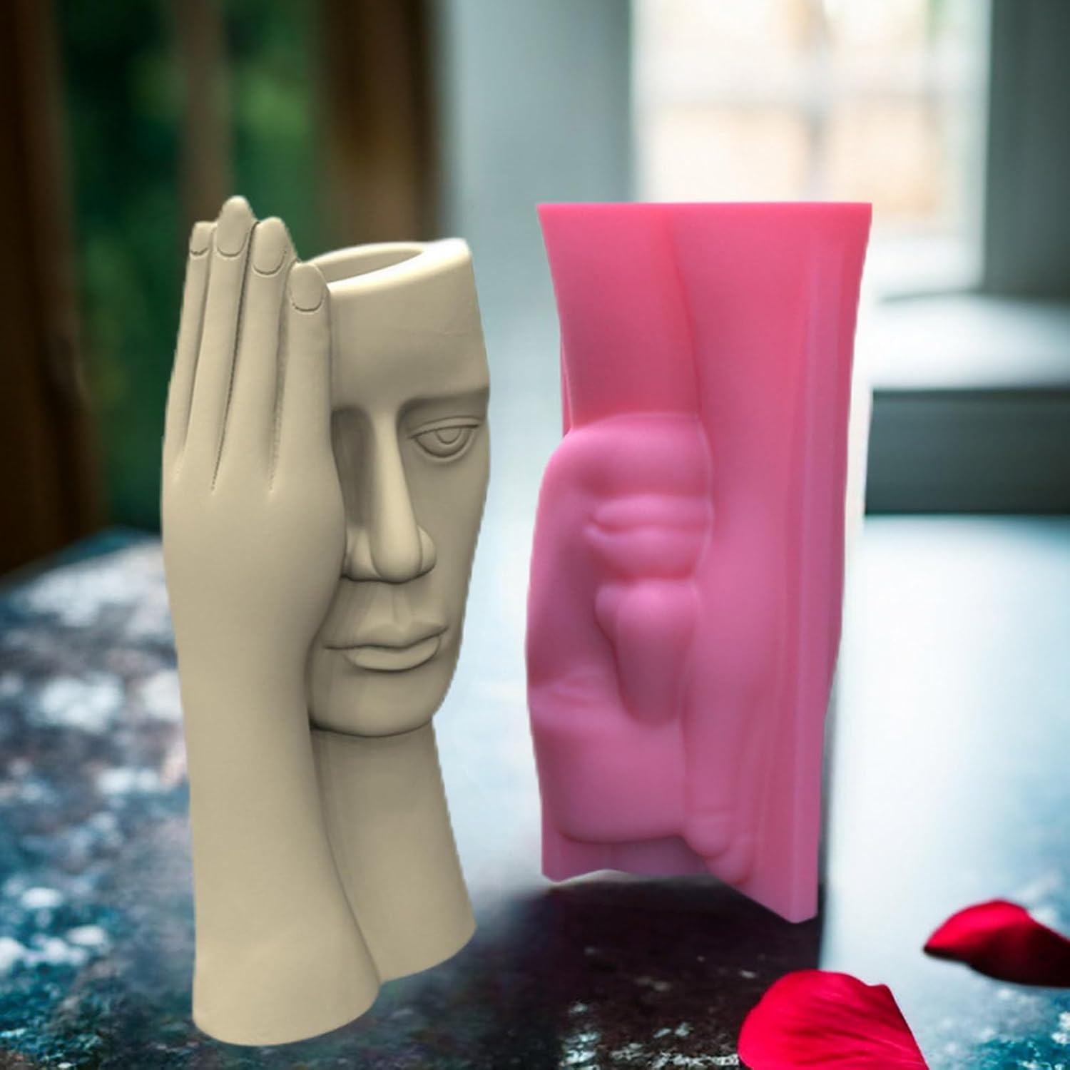 Planter Vase Moulds Screened Human Face Shape Cements Silicone for Han