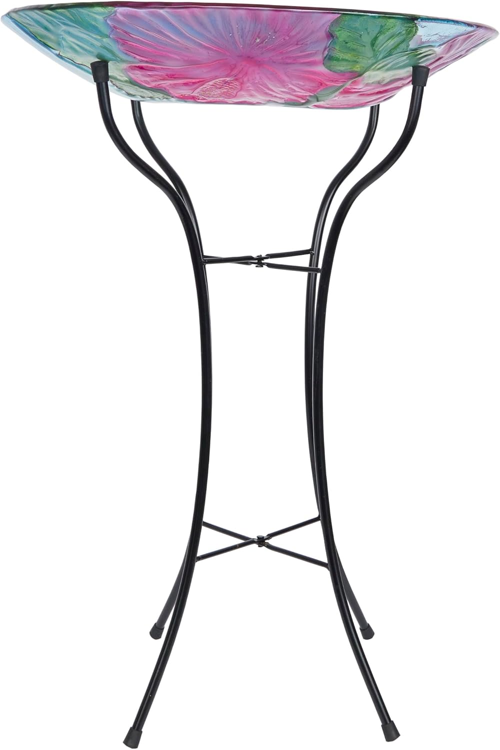 Alpine Corporation 26" Tall Outdoor Glass Floral Hummingbird Birdbath 