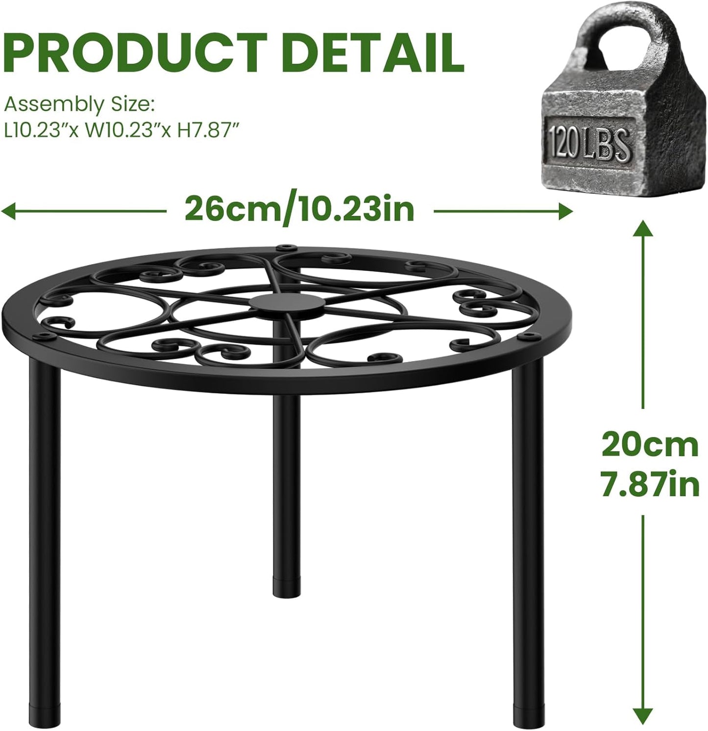 TOSKING 2-Pack Heavy Duty Metal Plant Stands - 10-inch Decorative Roun