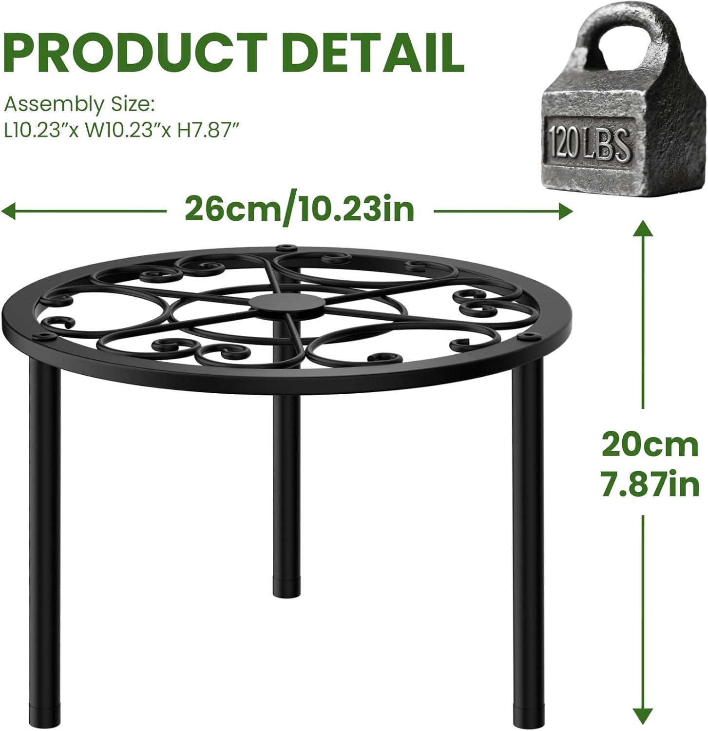 TOSKING 2-Pack Heavy Duty Metal Plant Stands - 10-inch Decorative Roun