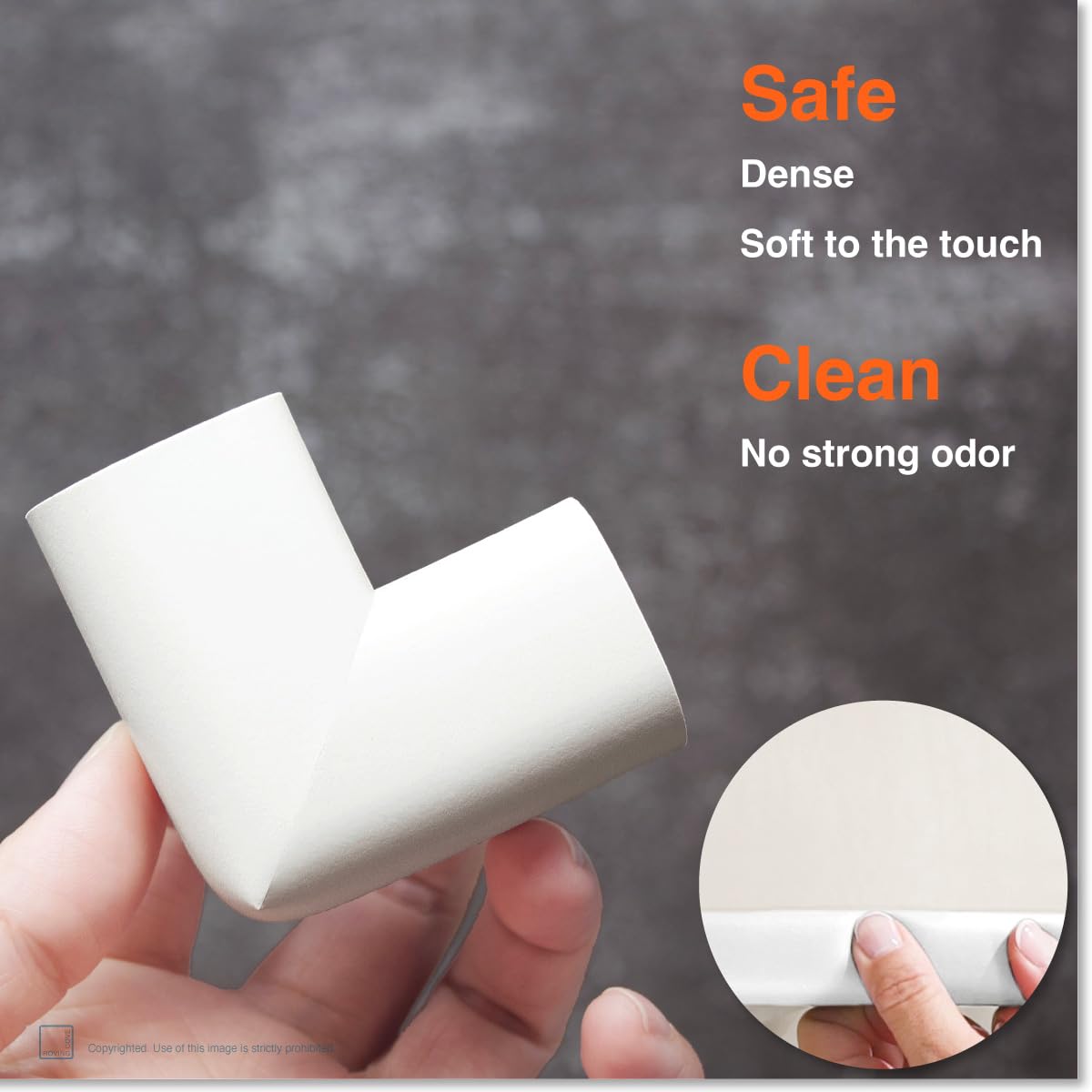 Roving Cove HeftyFit Edge Corner Protector Baby Proofing (Large 15ft Edge 4 Corners), Heavy-Duty, Soft NBR Rubber Foam, Furniture Fireplace Safety Bumper Guard, 3M Adhesive, Oyster White (Off White)
