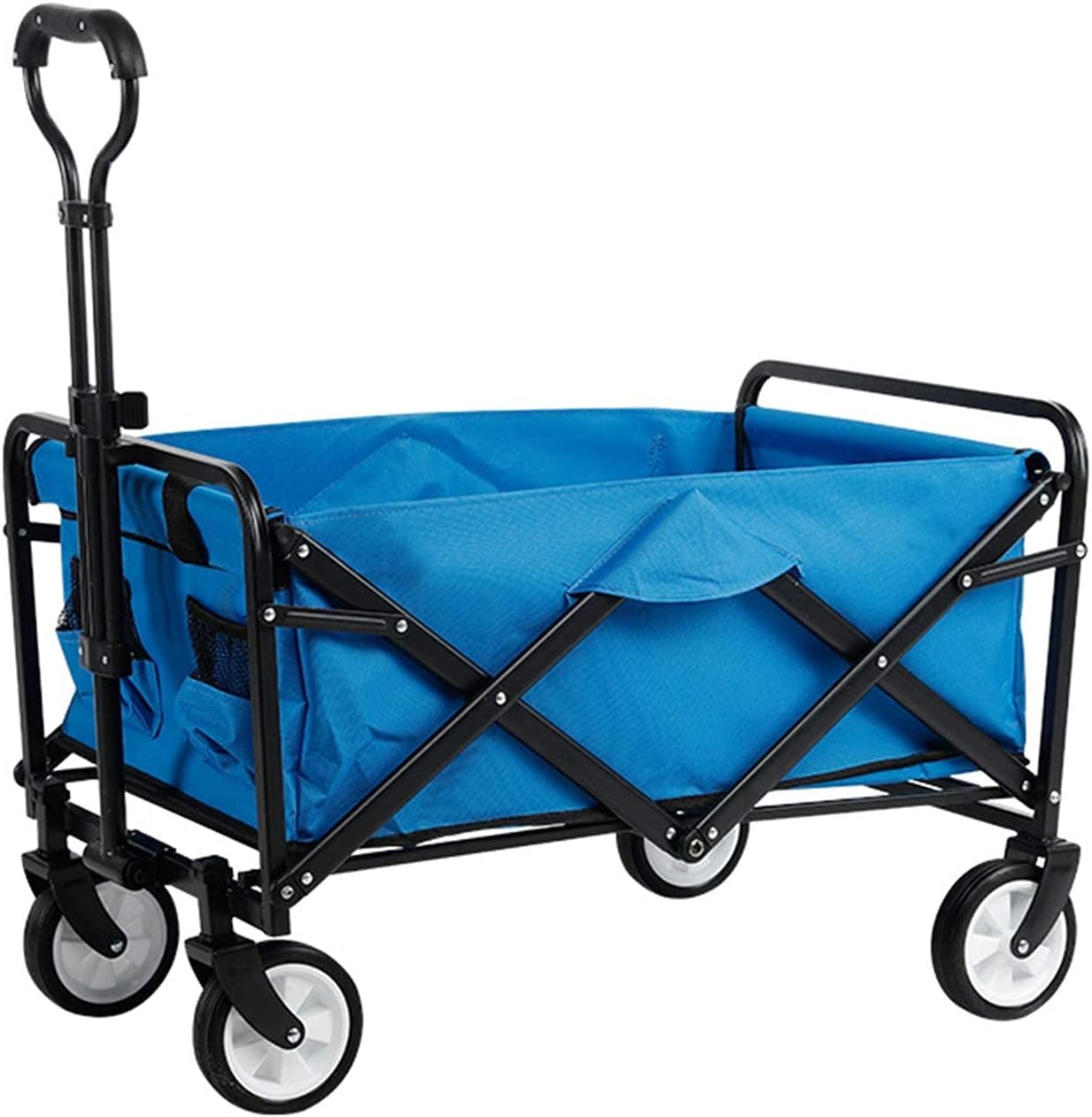 Camping Wagon Outdoor Utility Wagon Garden Trolley Carts Folding Garden Beach Shopping Camping Cart Easy Set Up(Blue Szie)