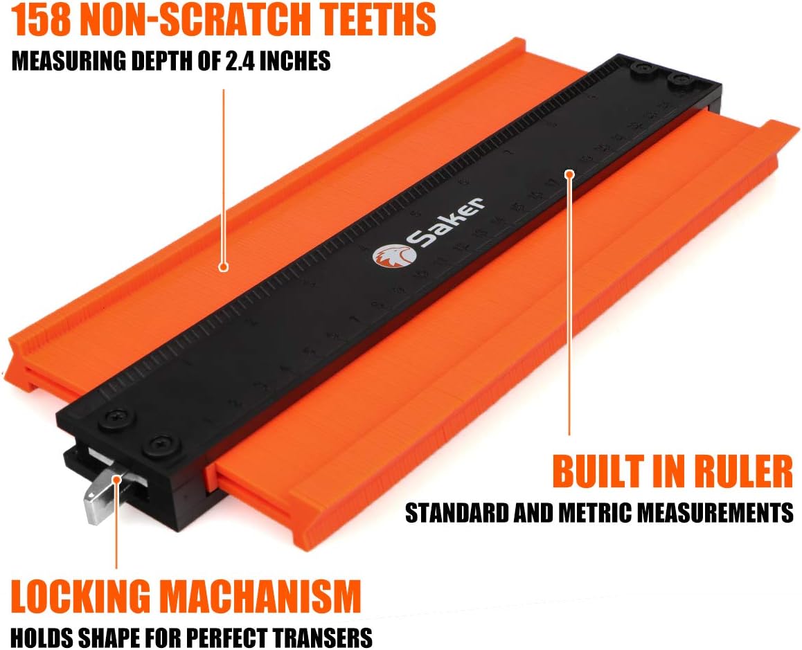 Saker Contour Gauge Tool for Woodworking & DIY, Profile Gauge with Lock,Gift for Him Men, Accurate Shape Duplicator for Flooring, Tile, Trim & Home Improvement Projects