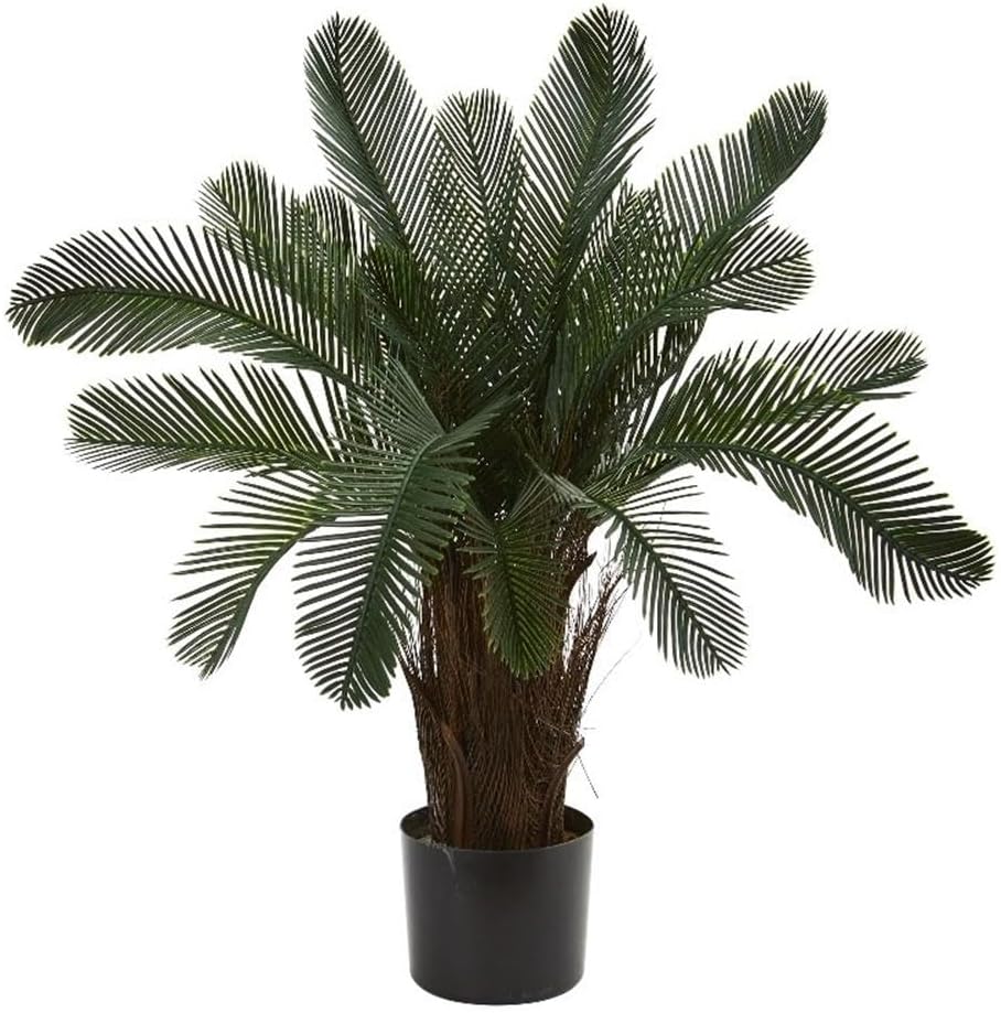 Nearly Natural Artificial, UV Resistant 2’ Cycas Tree (Indoor/Outdoor), Green 28" Dx28 Wx2'H