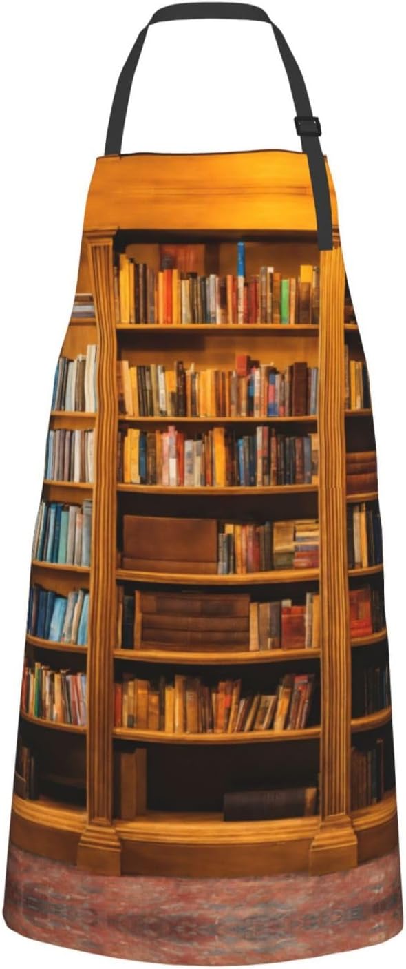 books Print Laundry apron 28x33 In Waterproof Kitchen Apron with Pockets for Cooking Baking