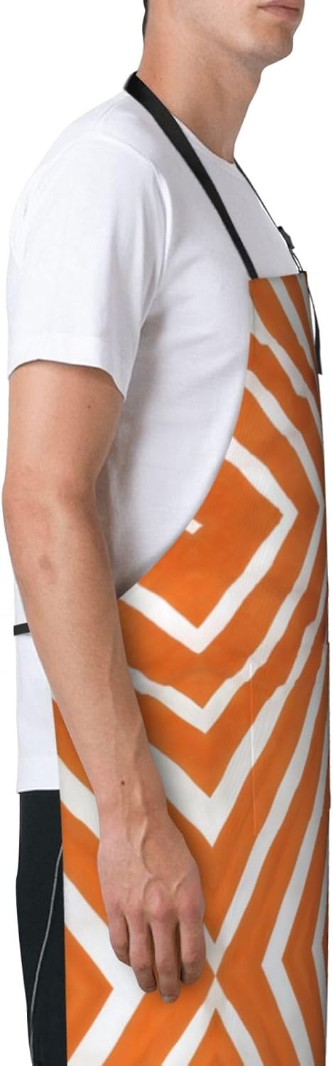 YANYU Orange and White stripe Print 28x33 In Kitchen Apron Stylish Che