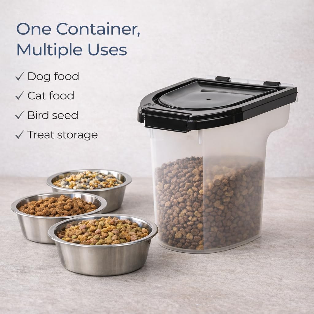 8 Qt WeatherPro Airtight Pet Food Storage Container with Secure Lid, T