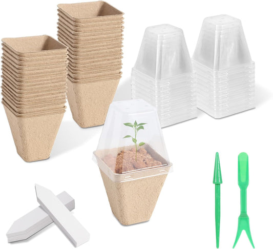 36 Pcs 3in Square Peat Nursery Pots, Biodegradable Herb Seed Nursery P