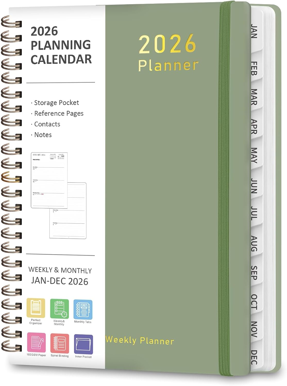 2026 Planner, Weekly and Monthly Calendar Academic Planner, Jan 2026 -