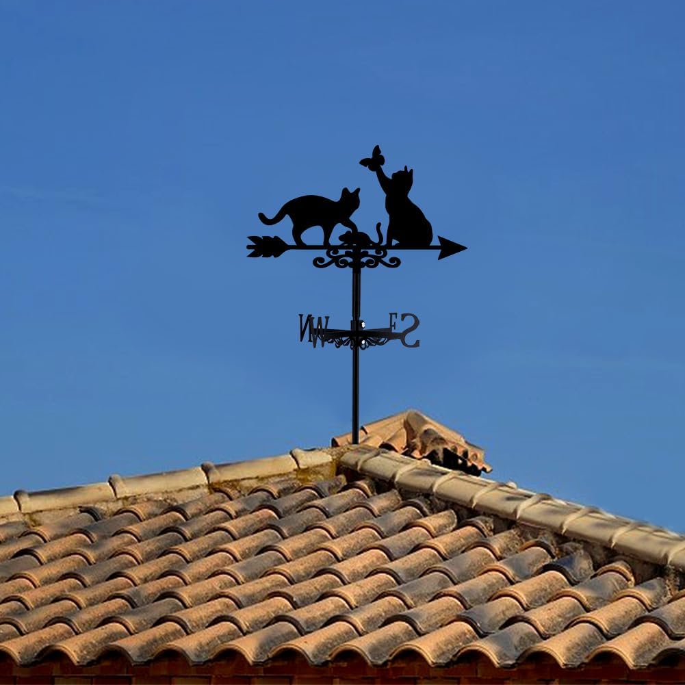SUPERDANT Cats Weathervane Cat Chases Mouse Weather Vane for Yard Butt