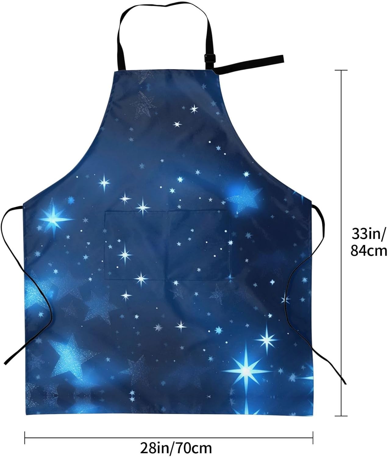Blue Shining Stars pattern Print Laundry apron 28x33 In Waterproof Kitchen Apron with Pockets for Cooking Baking