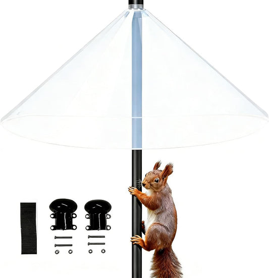 Squirrel Baffle for Bird Feeder Pole - 19 Inch for Shepherd’s Hook, Squirrel Proof Cone (1 Pack, Transparent)