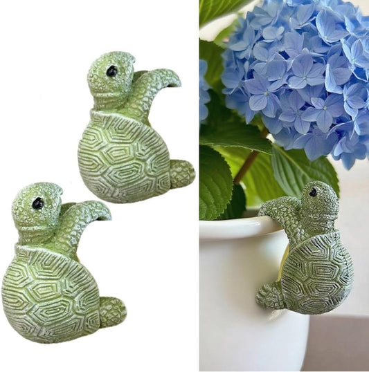2pcs Turtle Plant Decorations for Pots, Cute Plant Pot Decorations for Vase Fish Tank Home, Indoor Outdoor Animal Figurines Turtle Planter, Tortoise Garden Decor Statue, for Women