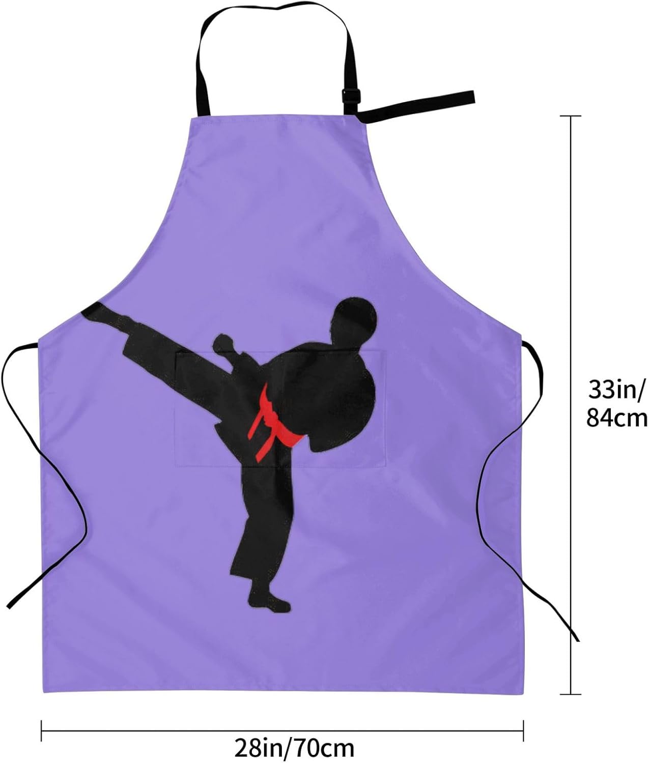 Karate Boy Vector Changeable Belt Color Print 28 x 33in Waterproof Apron with Pockets Fashionable Versatile Smock for Baking