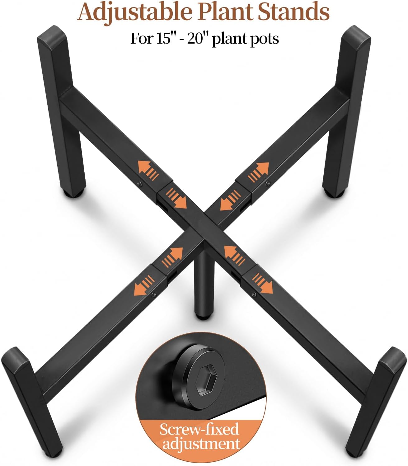 Plant Stand Indoor Outdoor, Adjustable Plant Stands Fit for 15–20-Inch