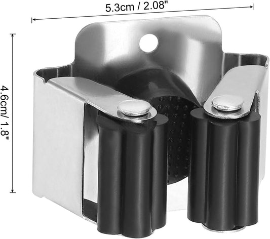 PATIKIL Broom and Mop Holder, 12 Pack Wall Mounted Stainless Steel Mop Hanger Heavy Garden Tool Organizer Rack Hanging Clips with Screws for Home Garage, Black
